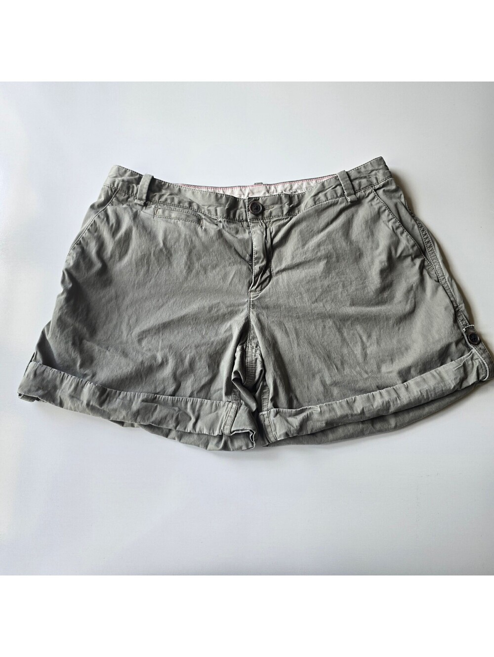 Banana Republic Womens Size 4 Chino Shorts Olive Khaki Green Cuffed Mid Rise